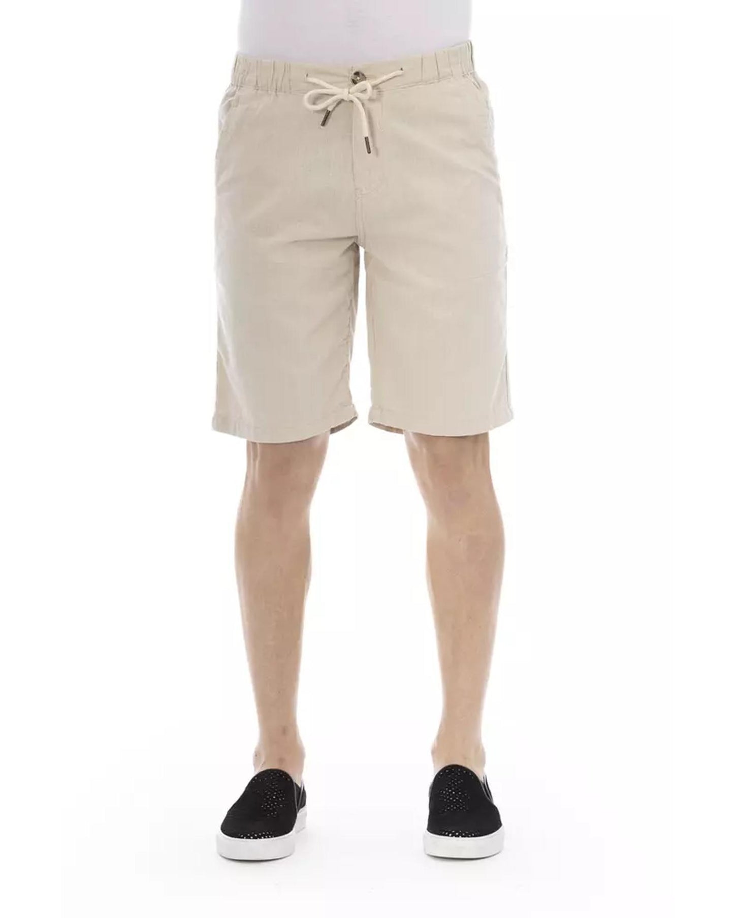 Solid Color Drawstring Bermuda Shorts W50 US Men