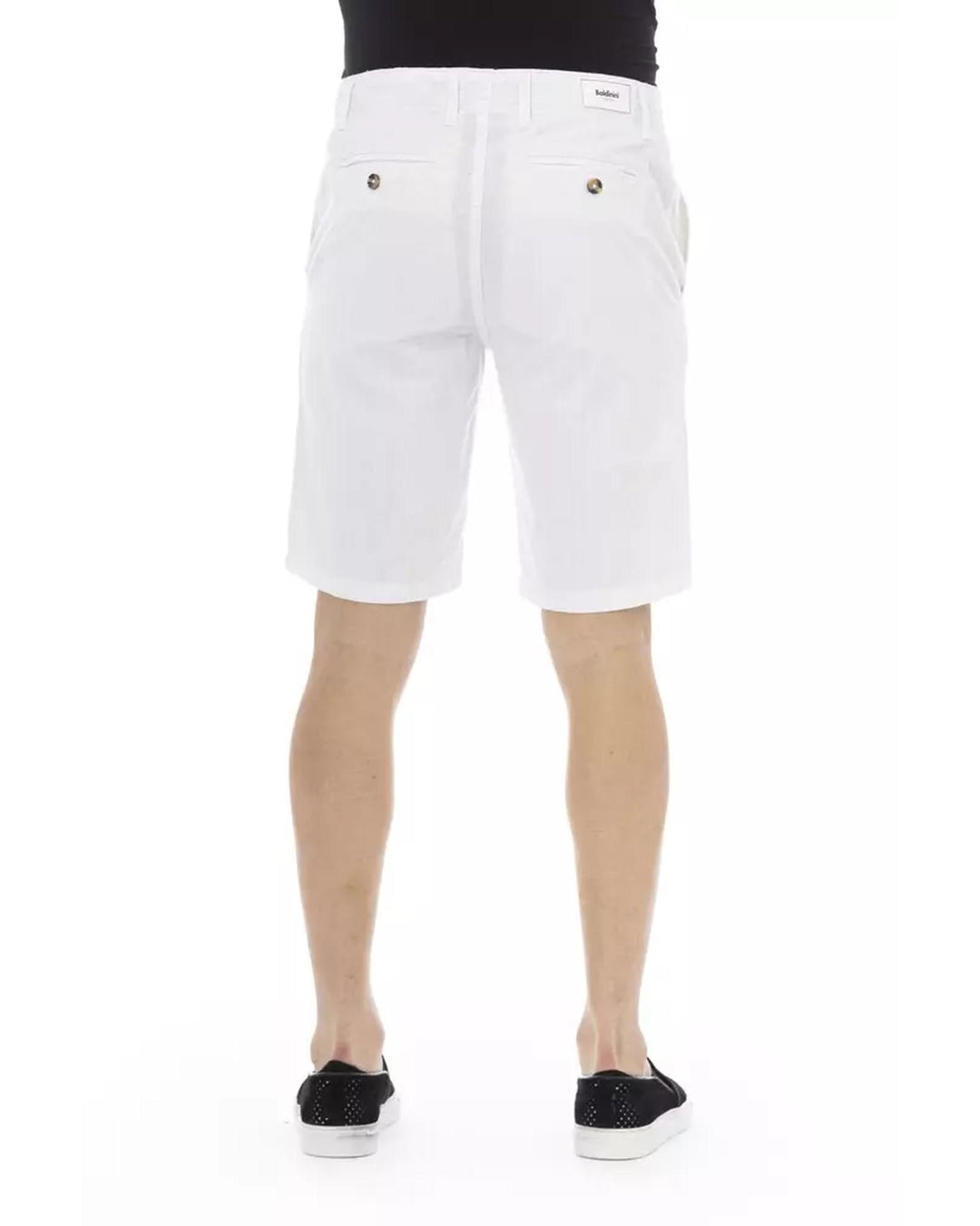 Solid Color Bermuda Shorts with Zipper and Button Closure W46 US Men