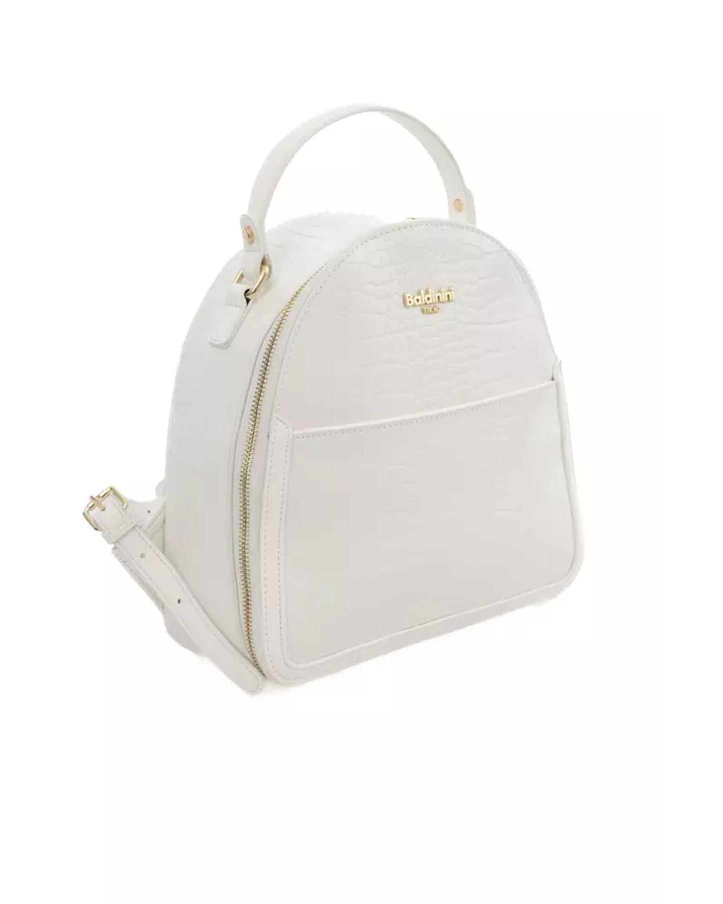 Golden Logo Front Zip Closure Backpack One Size Women