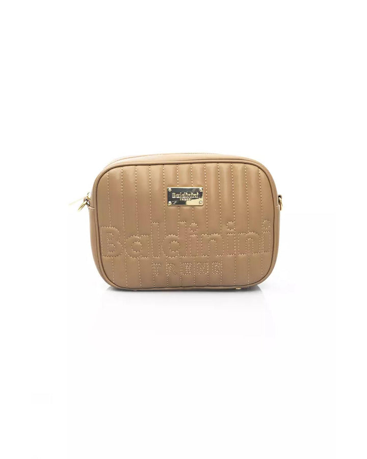 Golden Logo Shoulder Bag with Zip Closure and Internal Compartments One Size Women