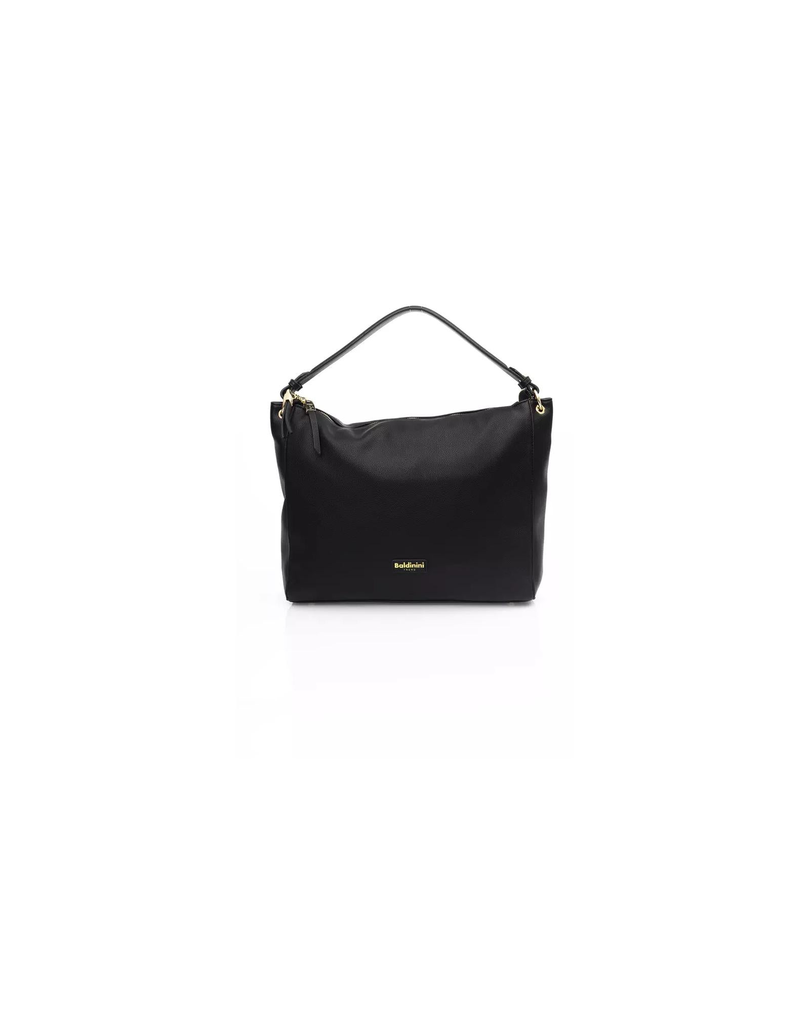 Golden Logo Shoulder Bag with Zip Closure and Internal Compartments One Size Women