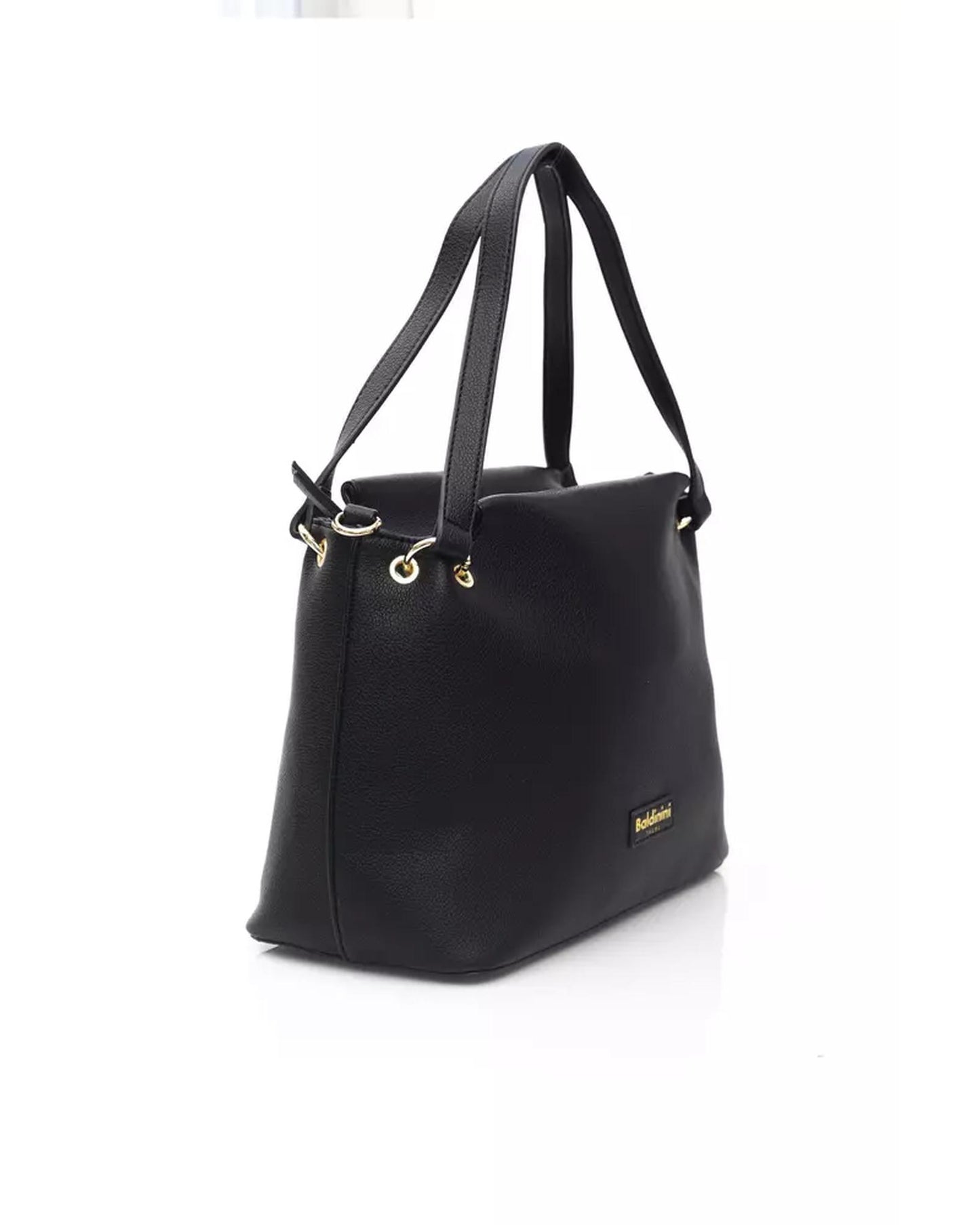 Golden Logo Shoulder Bag with Zip Closure and Internal Compartments One Size Women