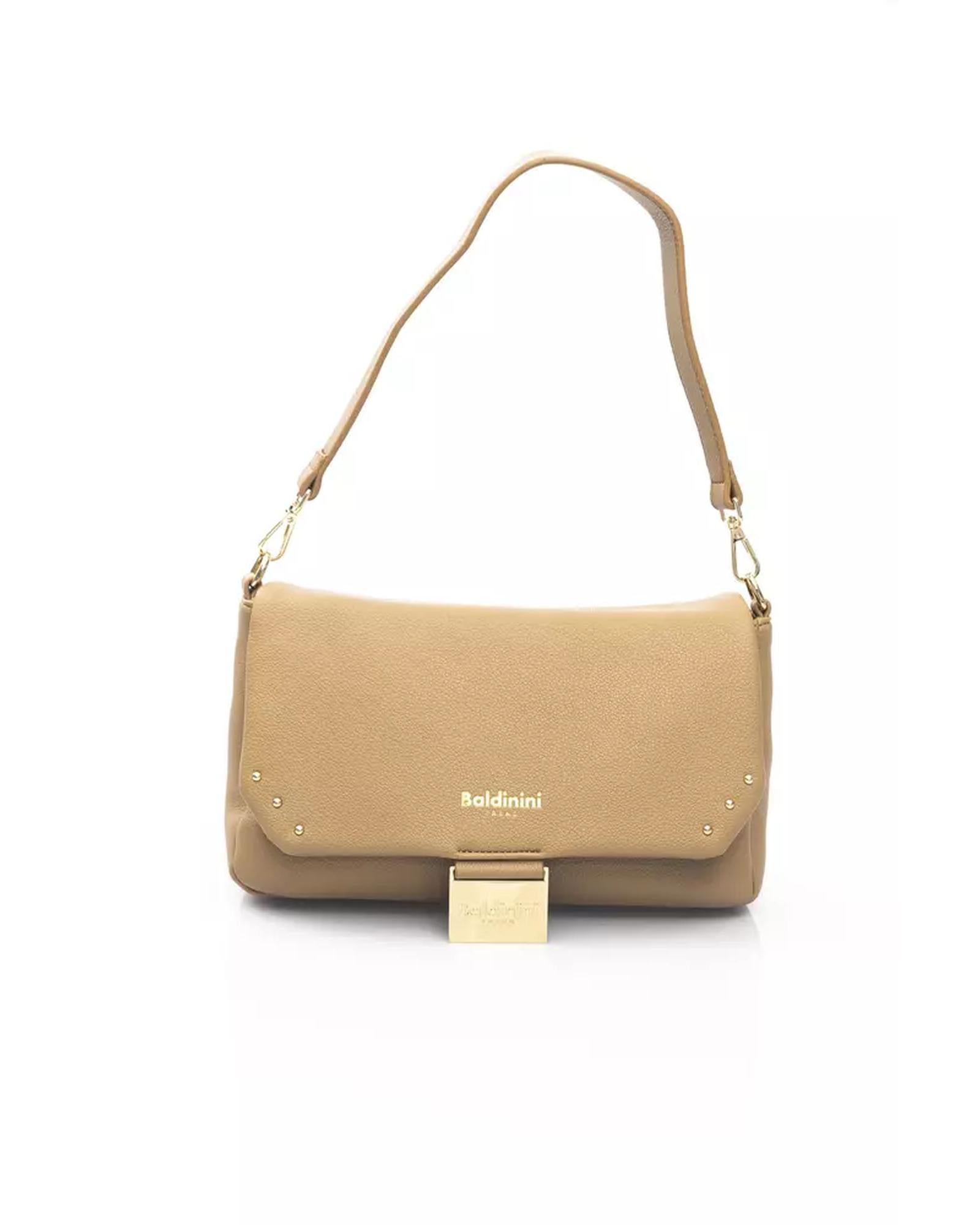 Golden Logo Flap Shoulder Bag with Internal Compartments One Size Women