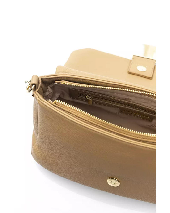 Golden Logo Flap Shoulder Bag with Internal Compartments One Size Women