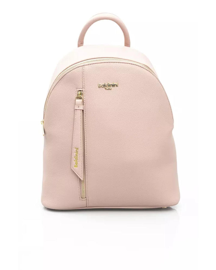 Golden Logo Backpack with Zip Closure and Adjustable Straps One Size Women