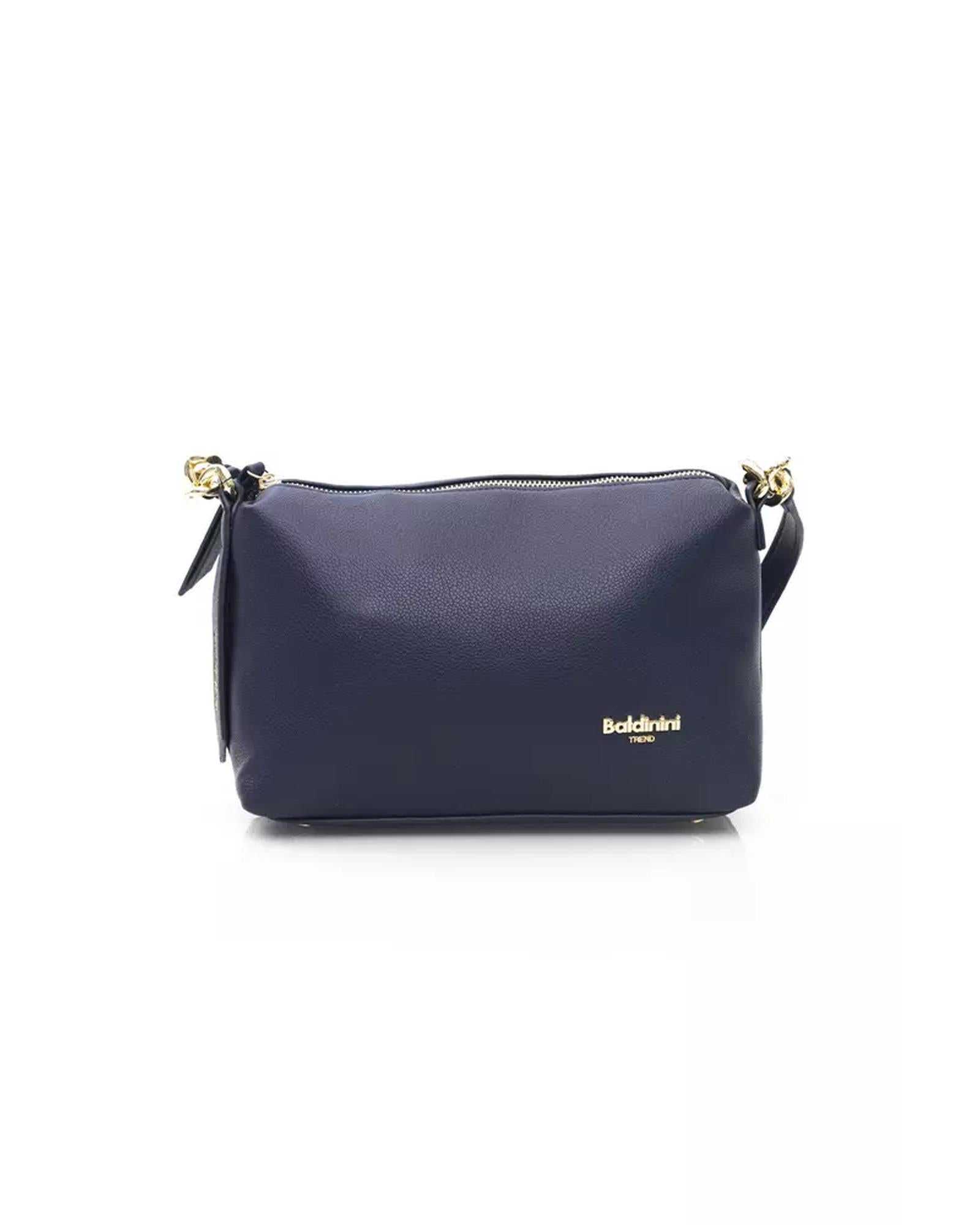 Golden Logo Shoulder Bag with Zip Closure and Internal Compartments One Size Women