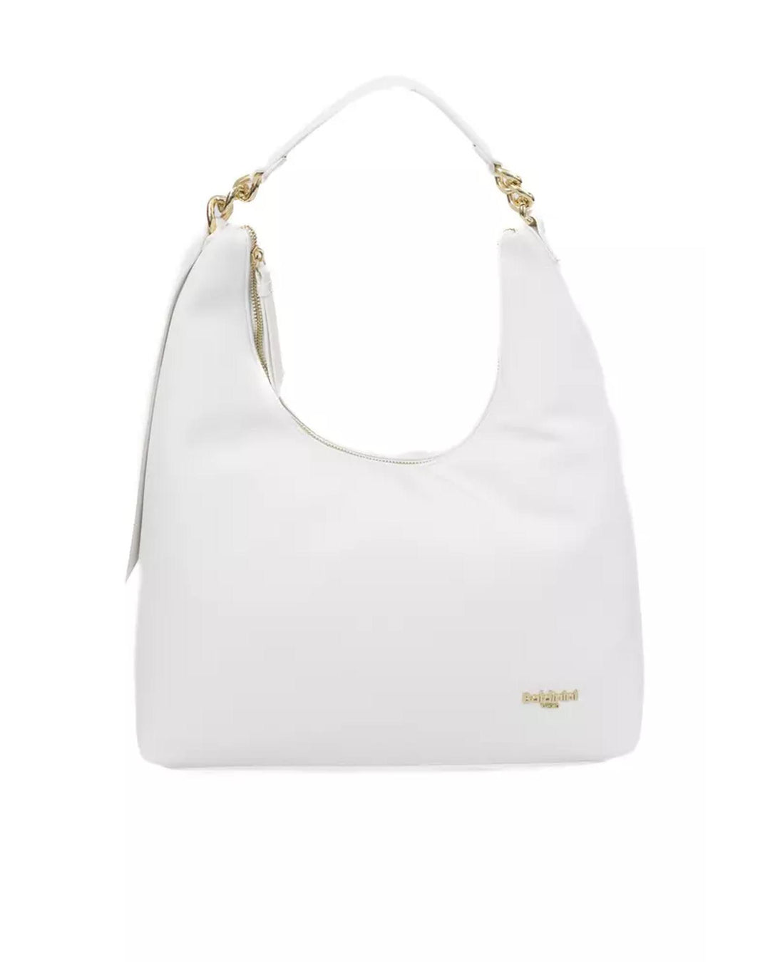 Golden Logo Zip Closure Shoulder Bag with Internal Compartments One Size Women