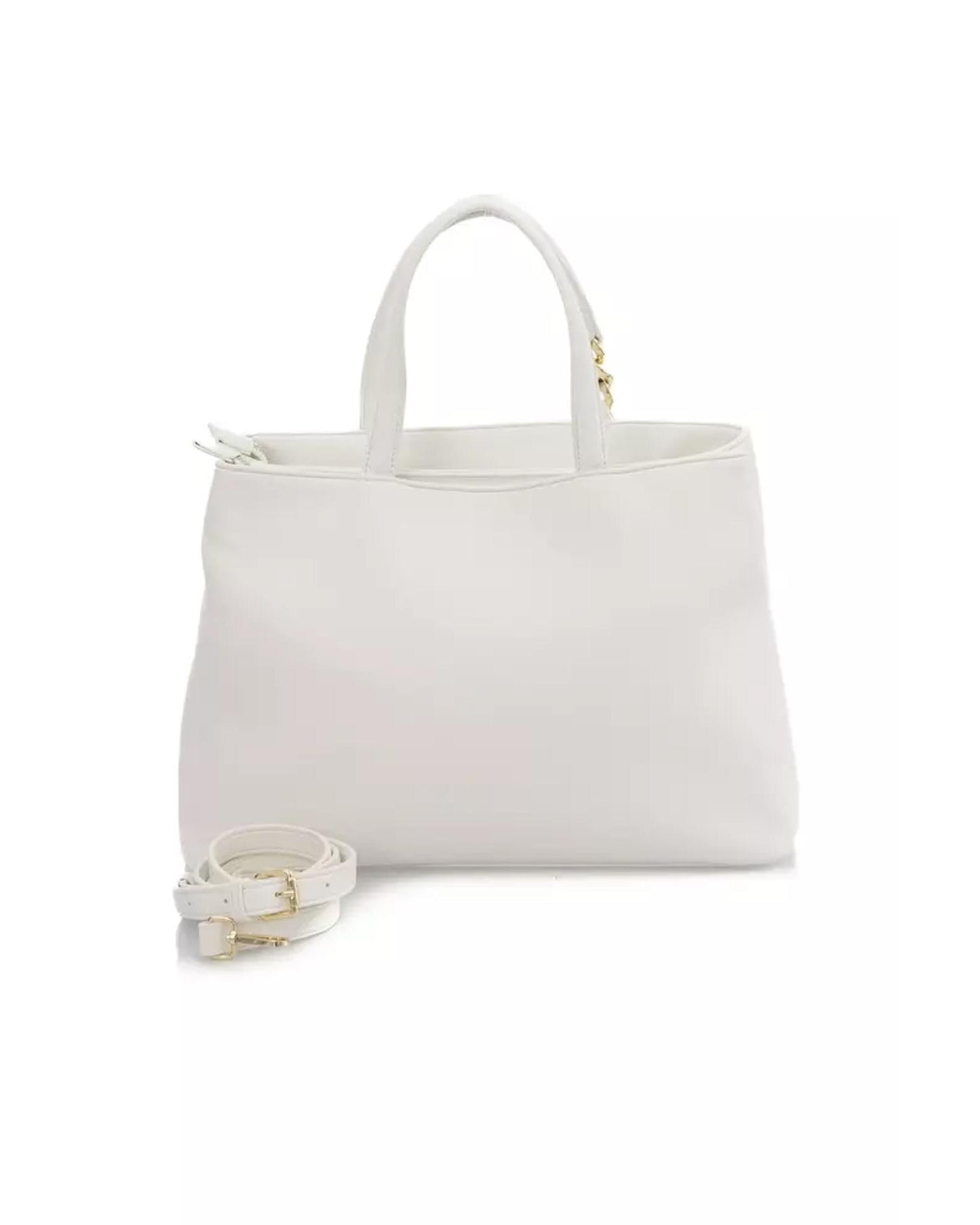 Golden Logo-Accented Shoulder Bag with Zip Closure and Internal Compartments One Size Women