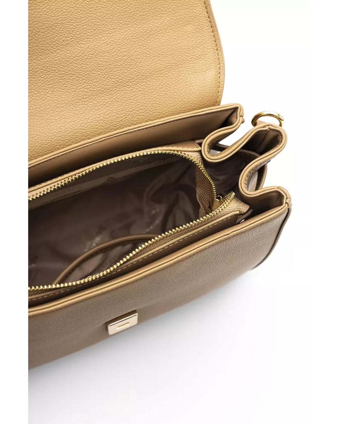 Flap Closure Shoulder Bag with Internal Compartments and Golden Details One Size Women