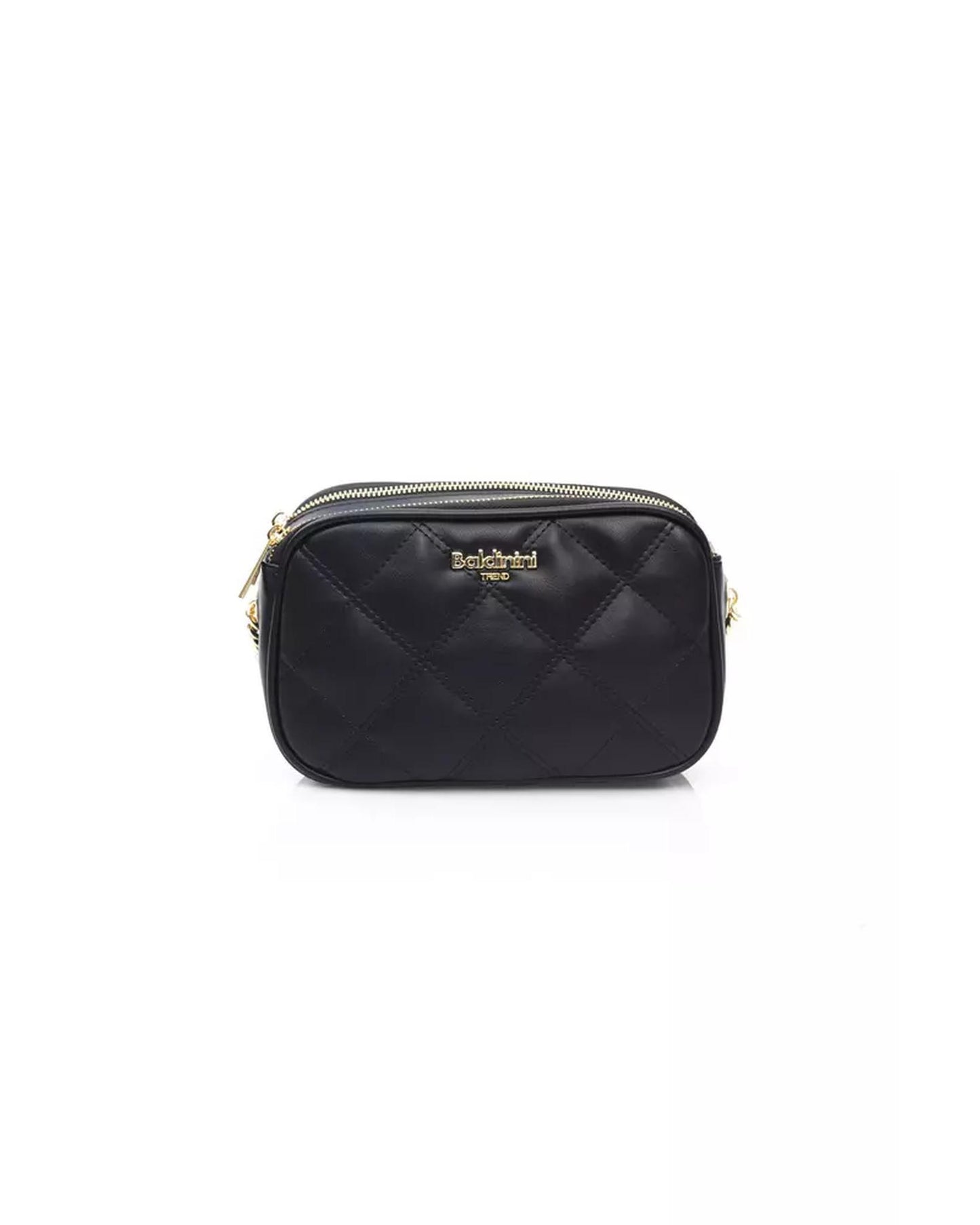 Double Compartment Shoulder Bag with Zip Closure and Golden Details One Size Women