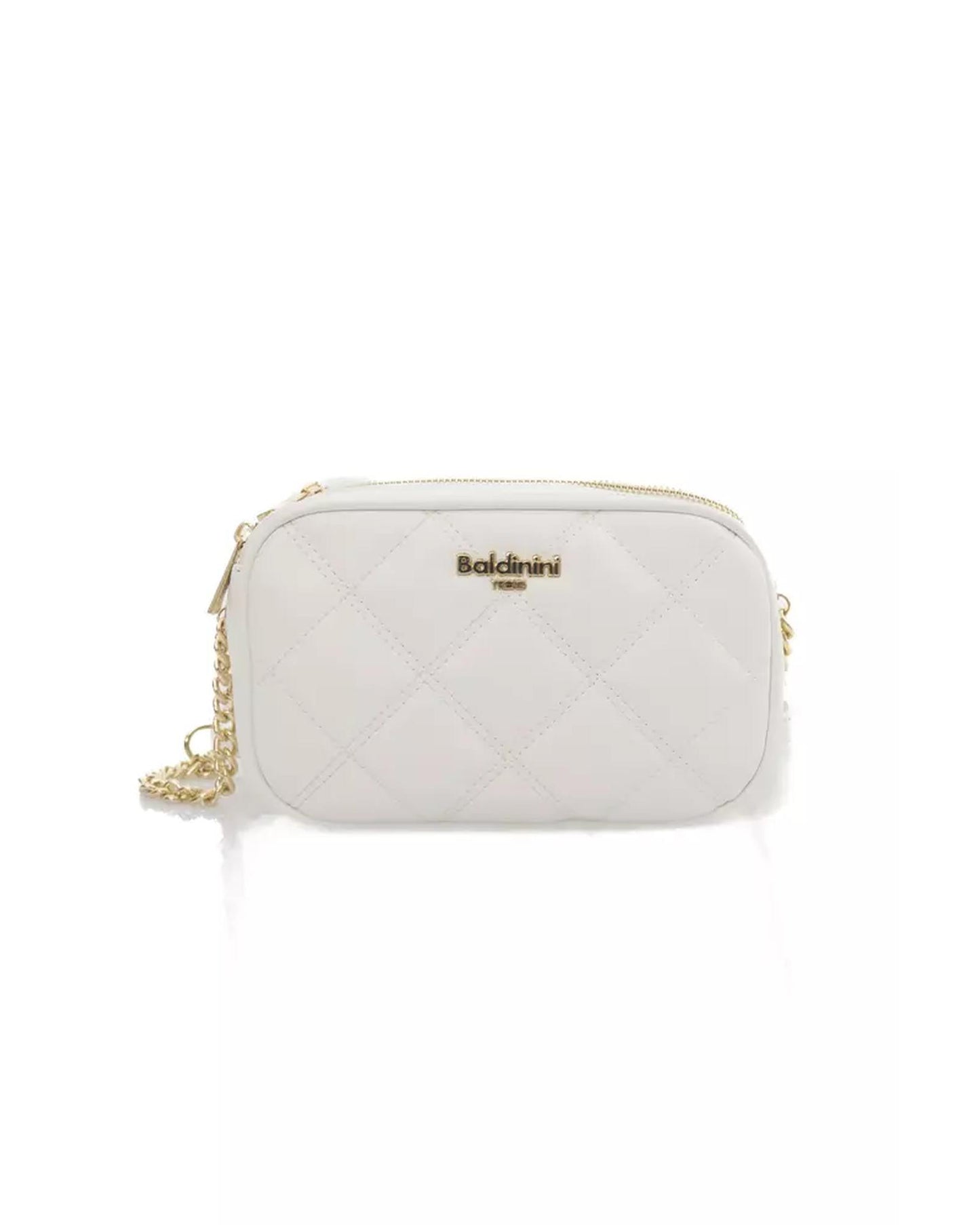 Logo Zip Closure Double Compartment Shoulder Bag with Golden Details One Size Women