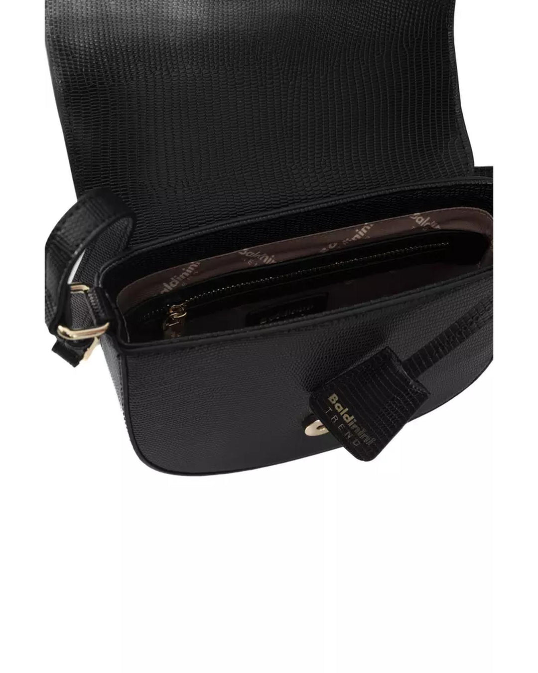 Flap Closure Shoulder Bag with Internal Compartments and Golden Details One Size Women