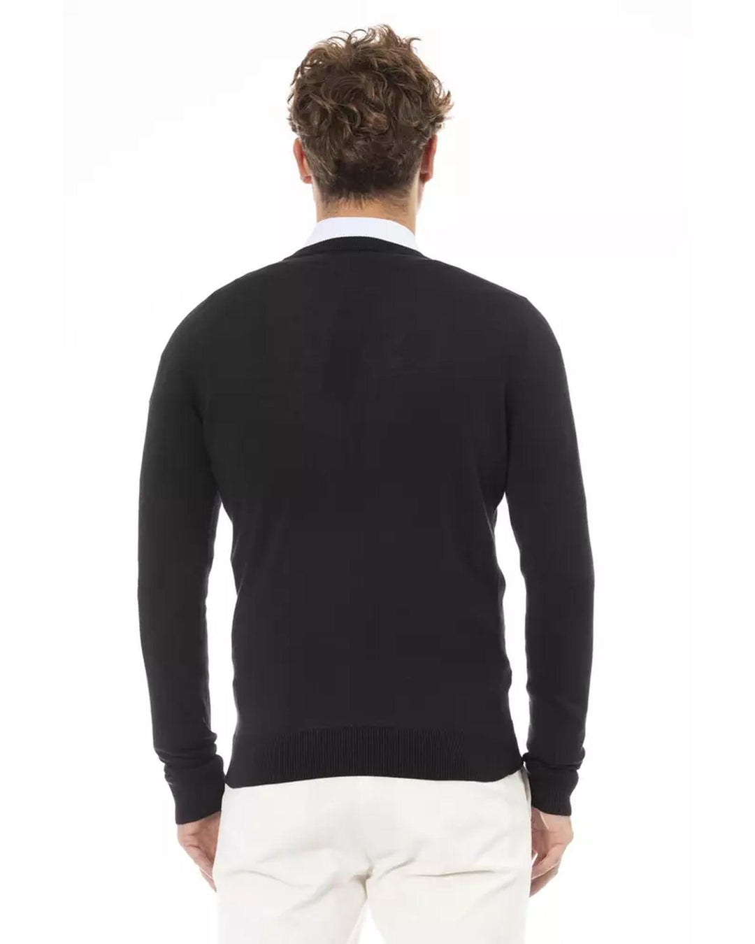 Metal Monogram V-Neck Sweater with Ribbed Details 48 IT Men