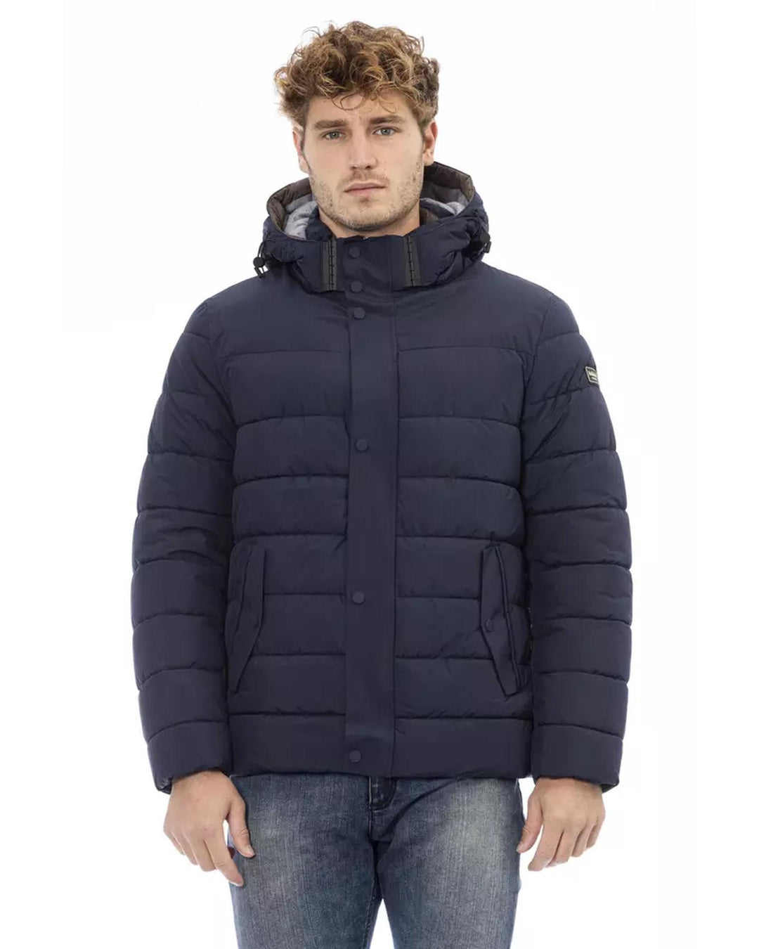 Threaded Pocket Jacket with Front Zip and Button Closure L Men