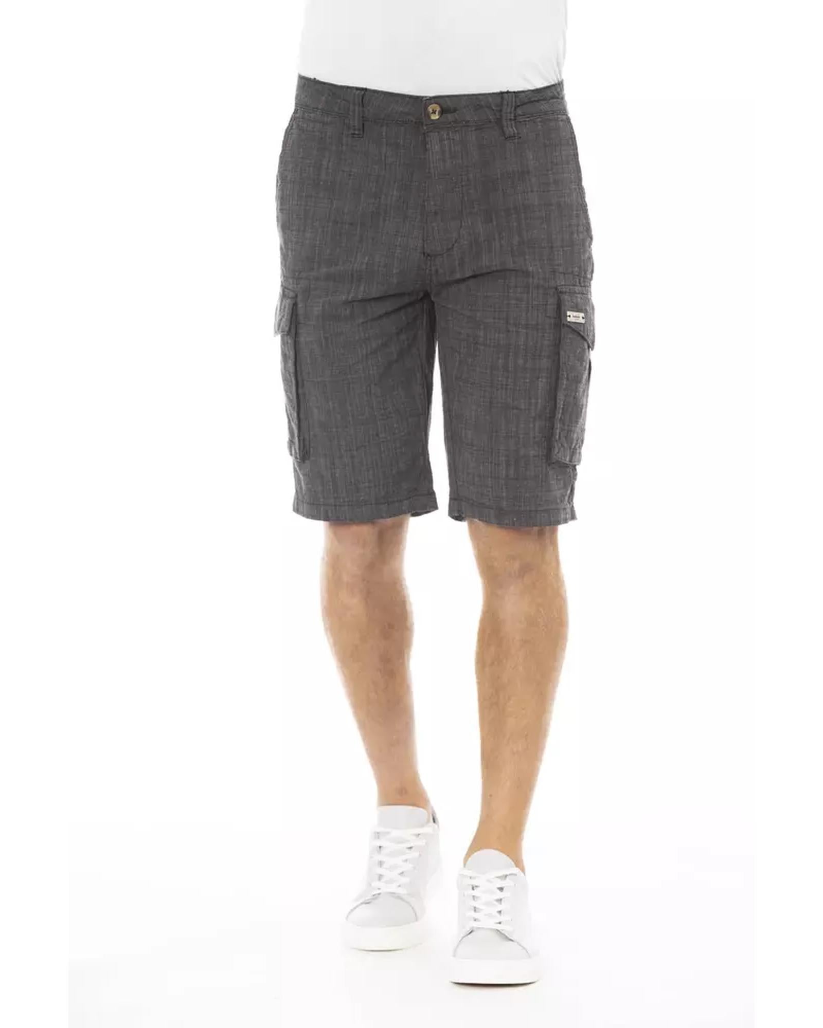 Cargo Shorts with Front Zipper and Button Closure W30 US Men