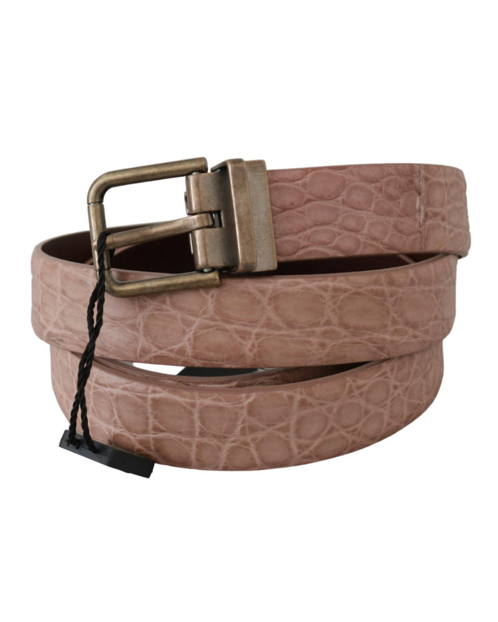 Stunning Dolce & Gabbana Exotic Skin Belt with Brushed Gold Buckle 95 cm Men