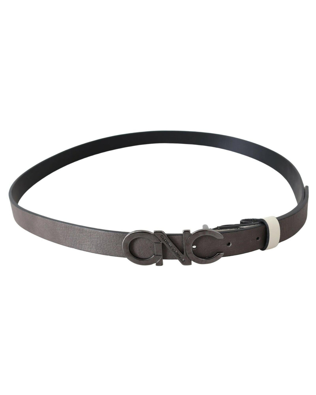 CNC Costume National Fashion Belt in Metallic Gray Leather 85 cm Women