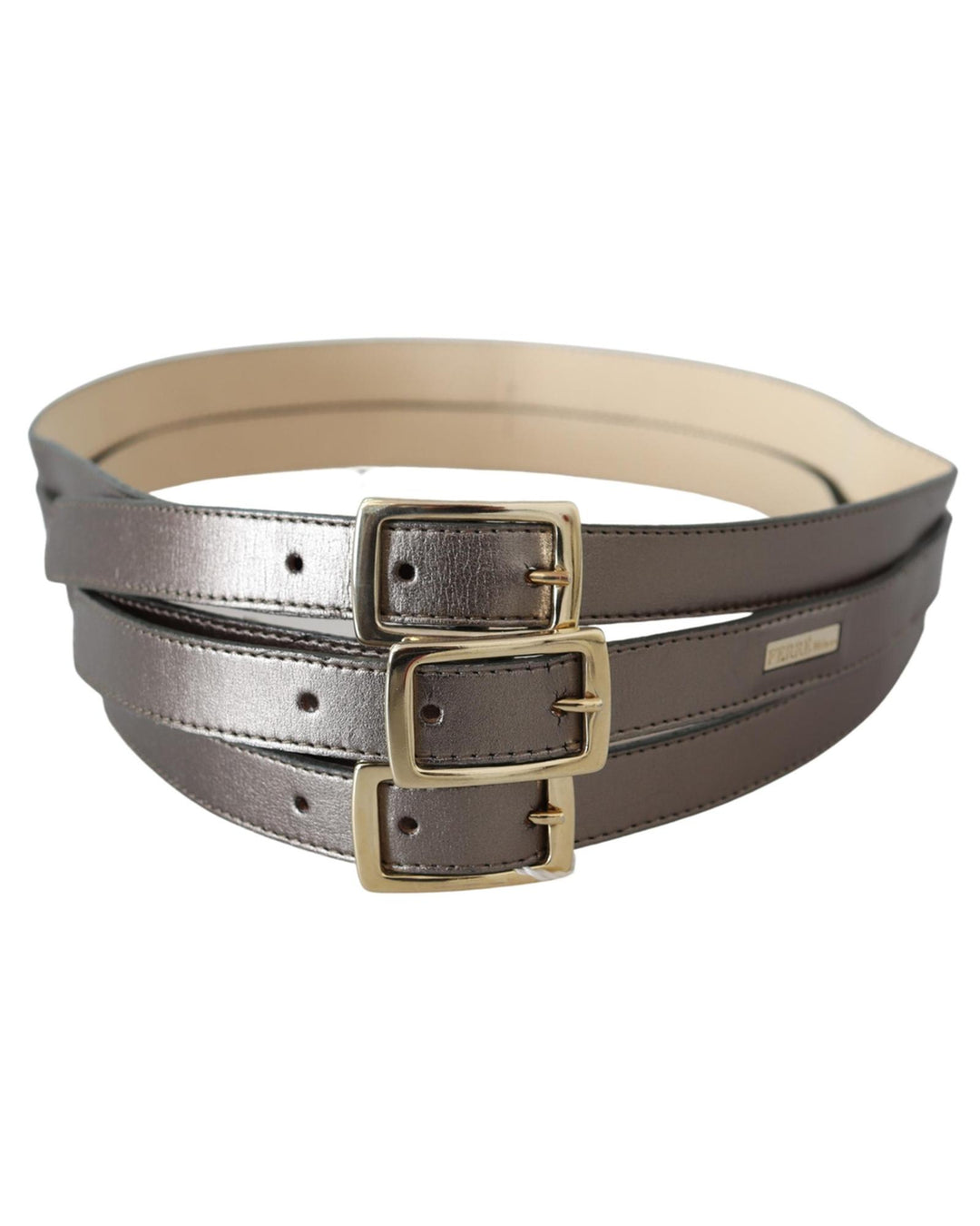 GF FERRE Leather Fashion Belt with Gold Tone Hardware 90 cm Women