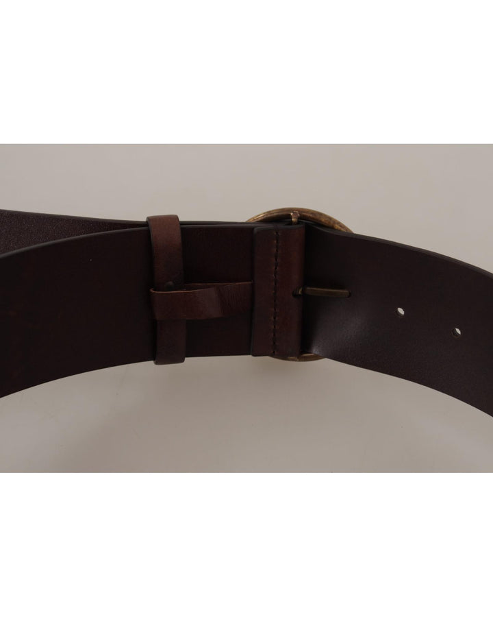 Authentic Dolce & Gabbana Leather Belt with Engraved Logo Buckle 90 cm Women