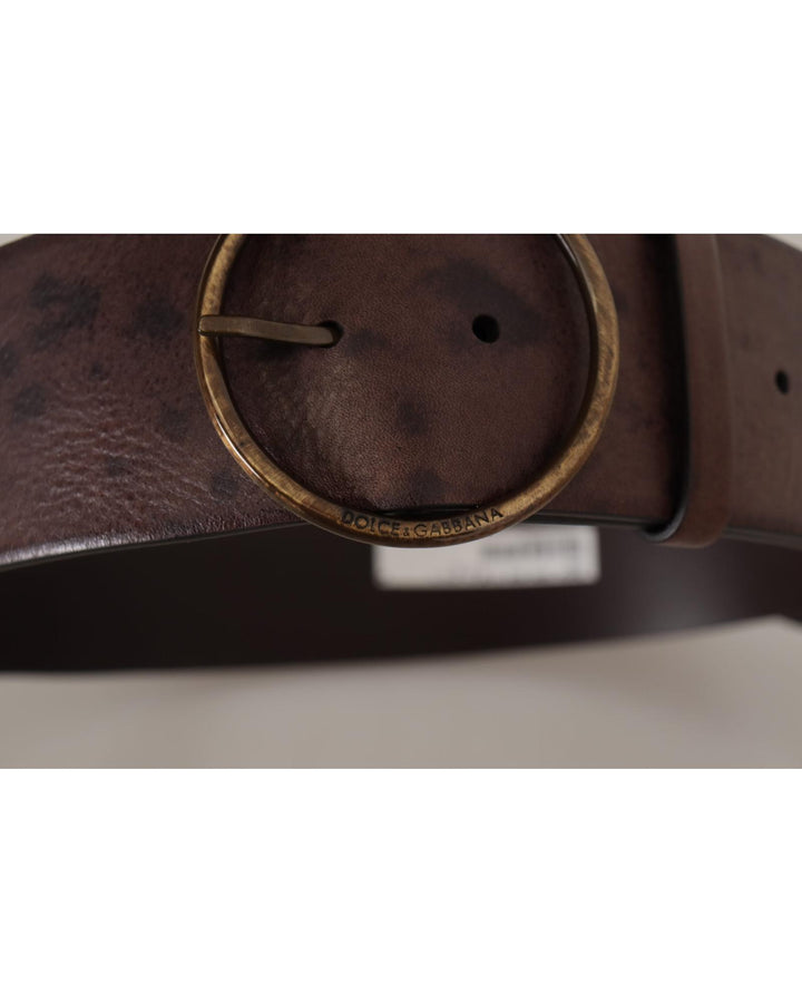 Authentic Dolce & Gabbana Leather Belt with Engraved Logo Buckle 90 cm Women