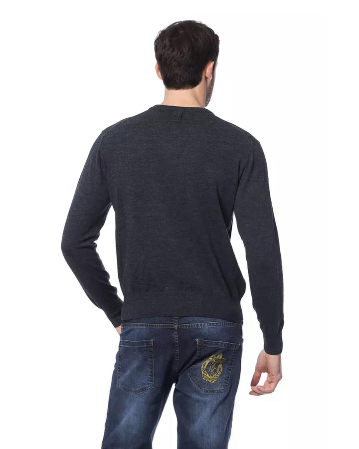 Embroidered Merino Wool Crew Neck Sweater 3XL Men