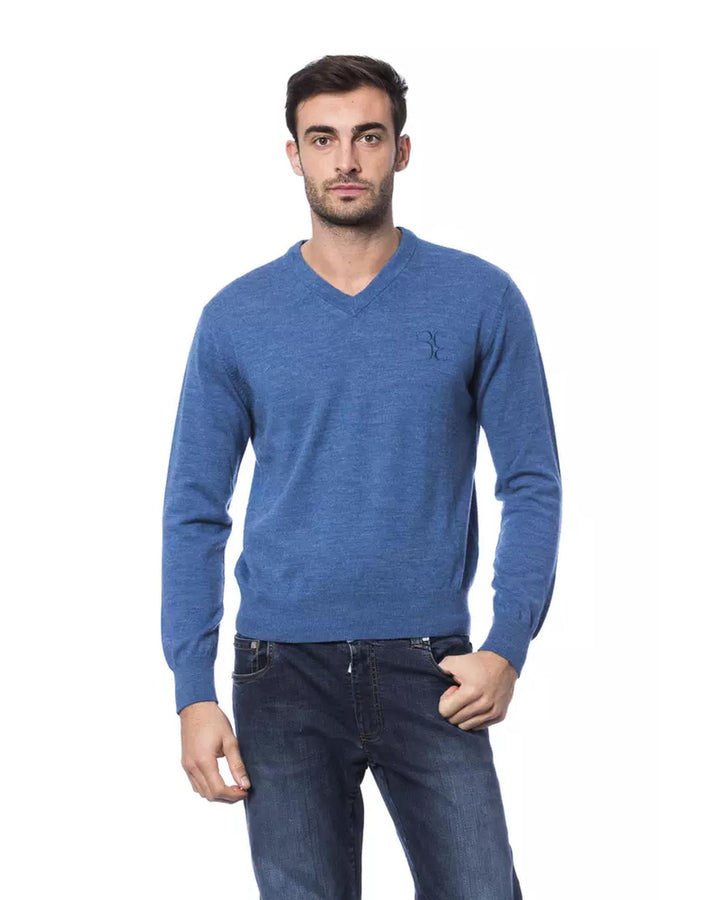 Embroidered Merino Wool Crew Neck Sweater L Men