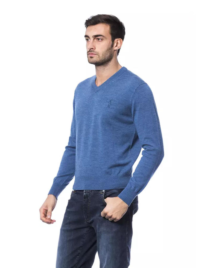 Embroidered Merino Wool Crew Neck Sweater L Men