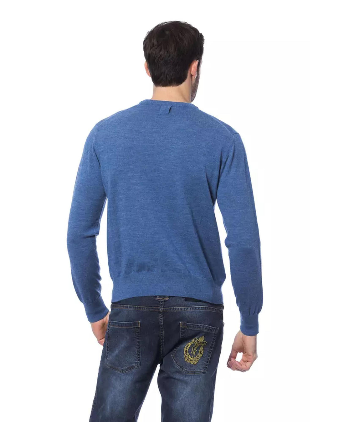 Embroidered Merino Wool Crew Neck Sweater L Men