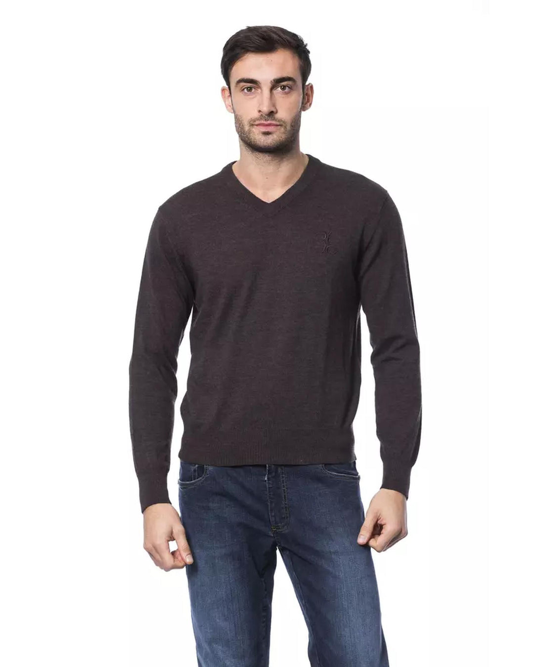 Embroidered Merino Wool Crew Neck Sweater M Men