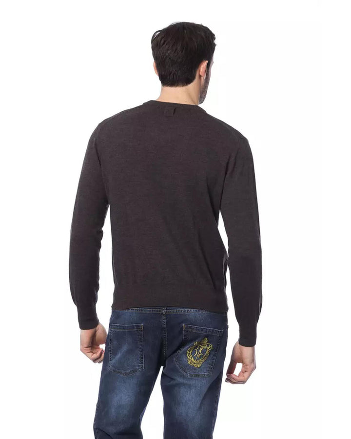 Embroidered Merino Wool Crew Neck Sweater M Men