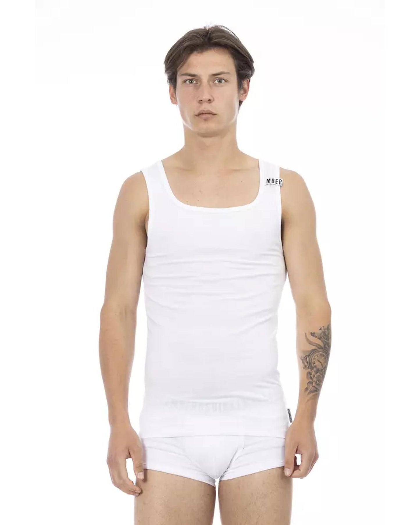 Stretch Cotton Logoed Shoulder Pad Mens Tank Top S Men