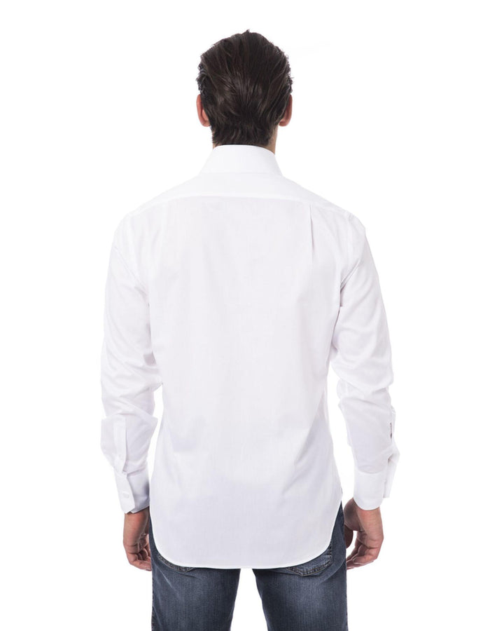 Embroidered Monogram &quot;B&quot; Shirt with Small Leaf Collar 40 IT Men