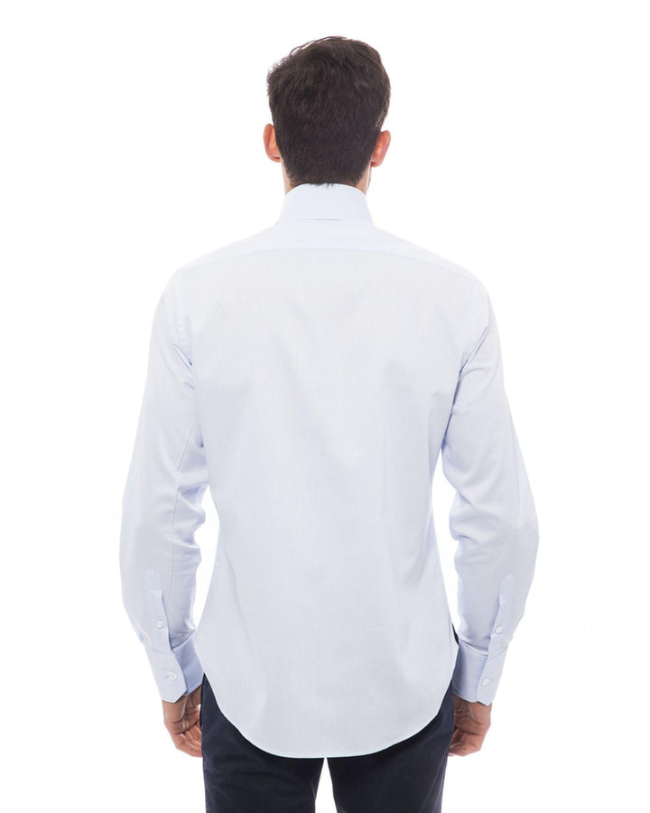 Embroidered Monogram Medium Fit Shirt with Leaf Collar 41 IT Men