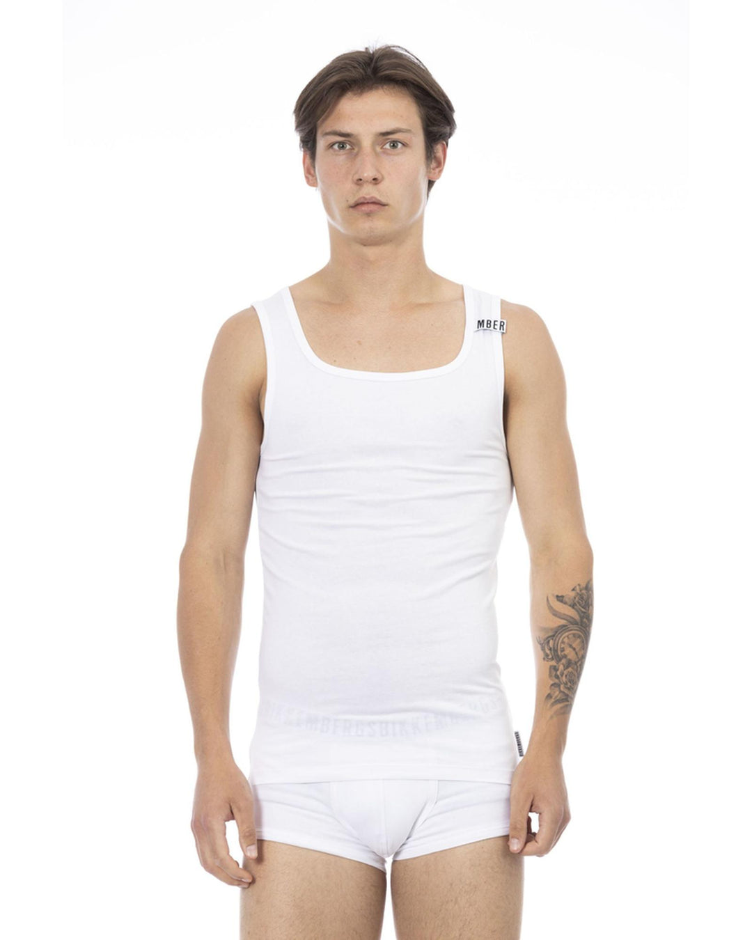 Stretch Cotton Logoed Shoulder Pad Mens Tank Top L Men