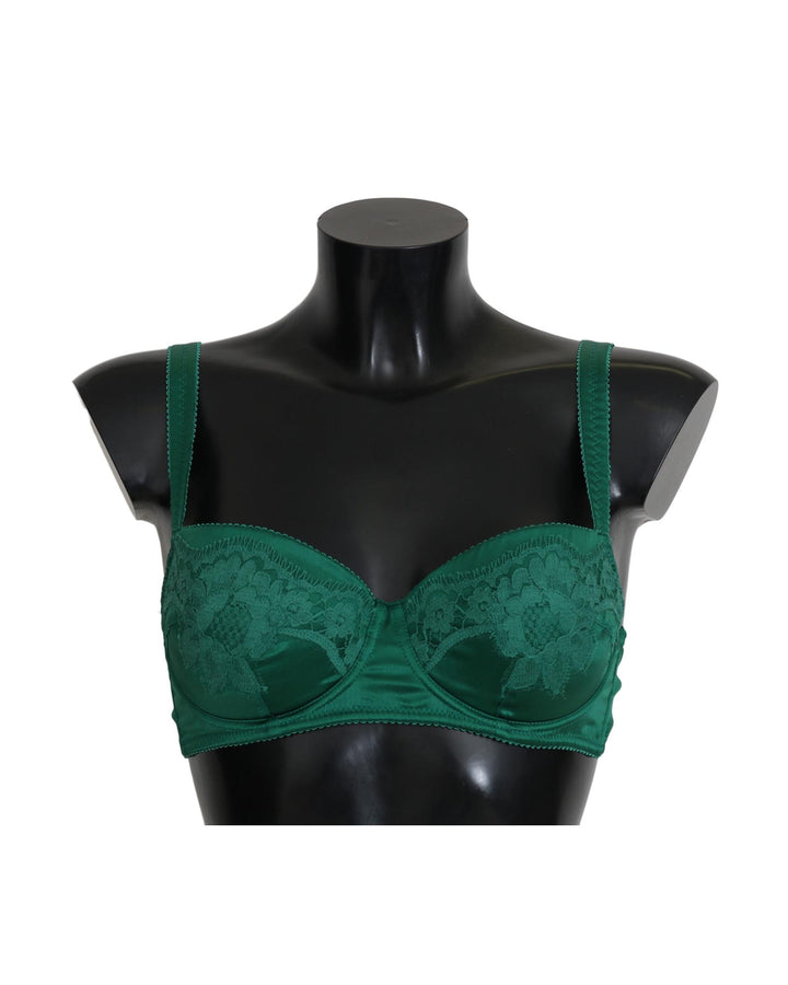 Green Floral Lace Silk Stretch Balconcino Bra by Dolce & Gabbana 2 IT Women