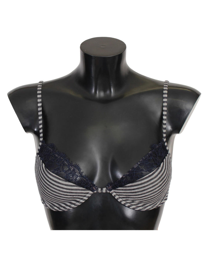 ERMANNO SCERVINO Striped Lace Bra with Logo Detail 2 IT Women