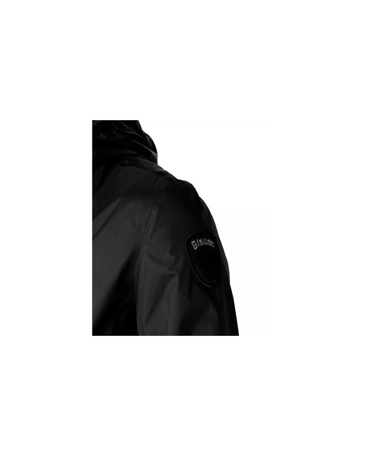 Blauer Nylon Jacket with Eco-Fur Interior and Contrasting Zip Closure L Men