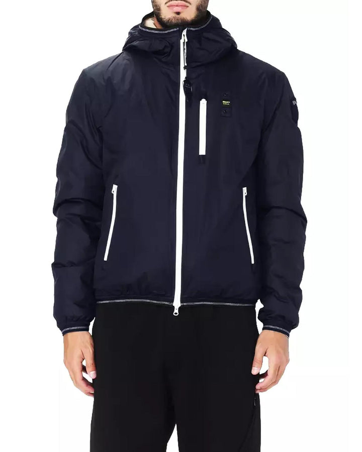 Nylon jacket with eco-fur interior and contrasting zip closure S Men