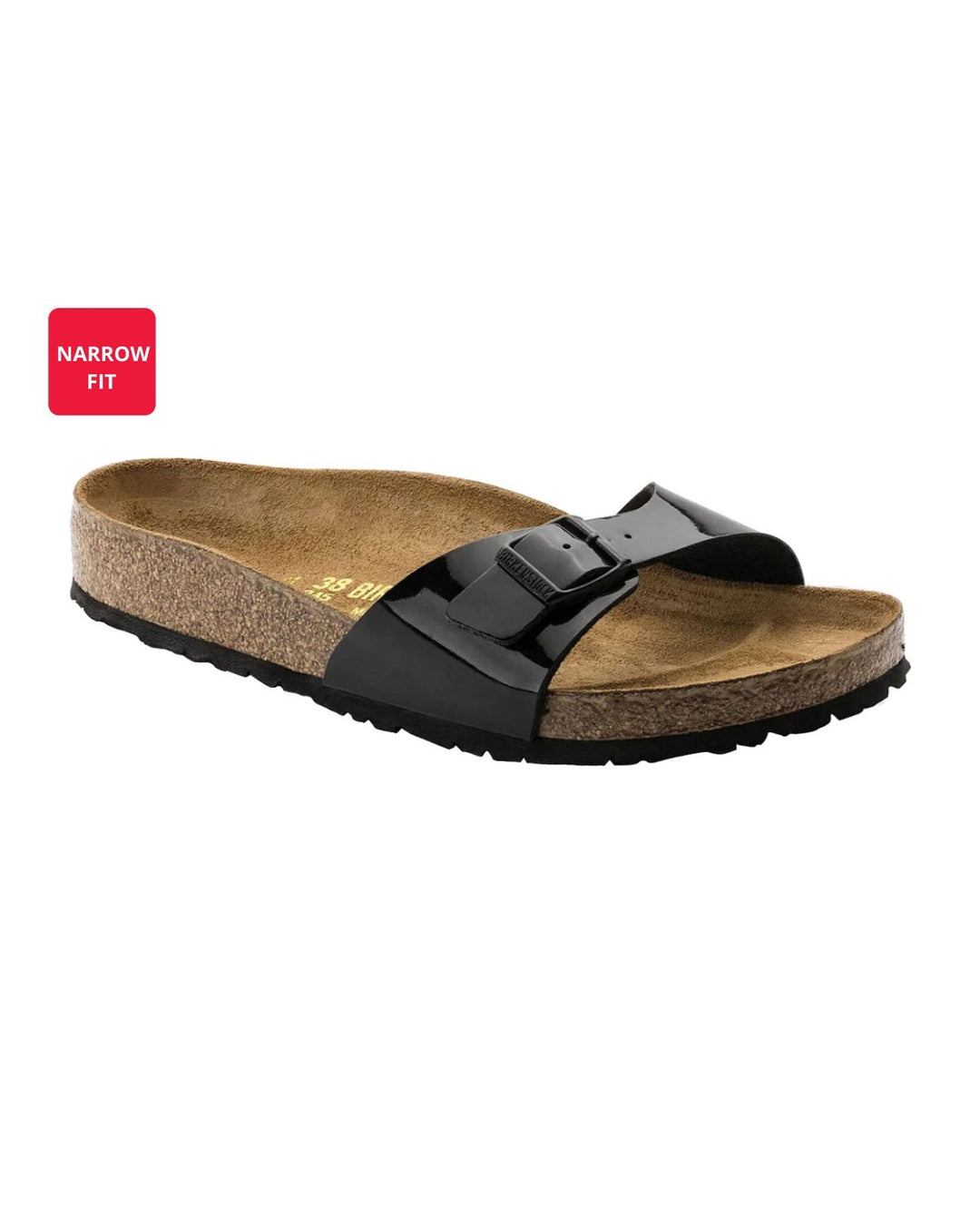 Narrow-Fit Cork Sandals with Buckle Strap - 37 EU