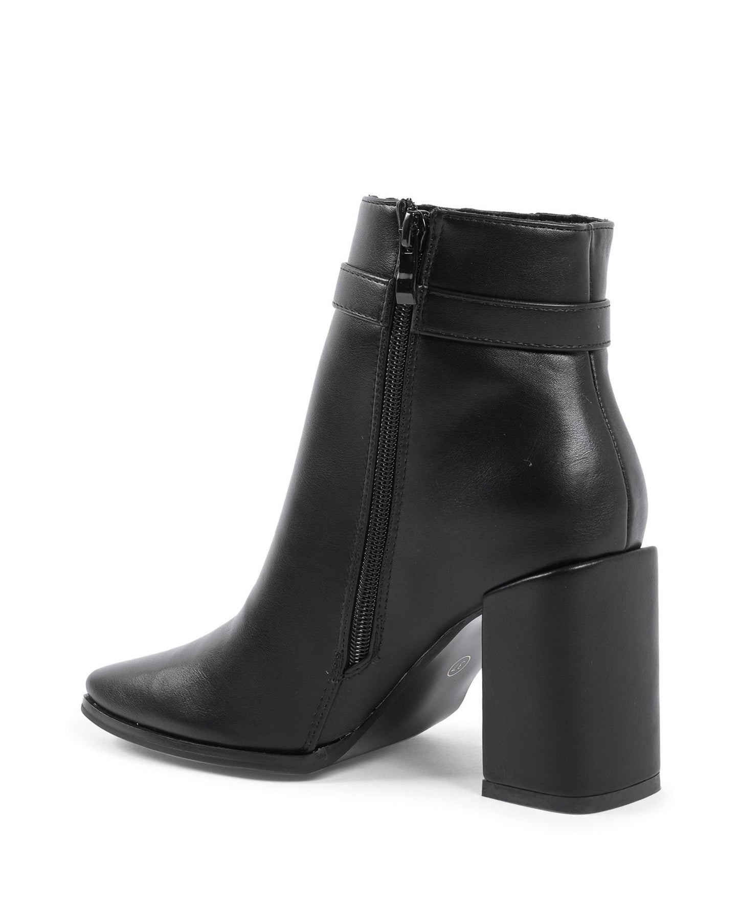 Synthetic Leather High-Heeled Ankle Boots - 36 EU