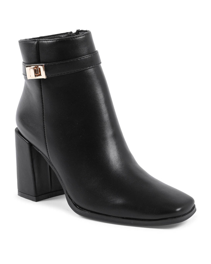 Synthetic Leather High-Heeled Ankle Boots - 40 EU