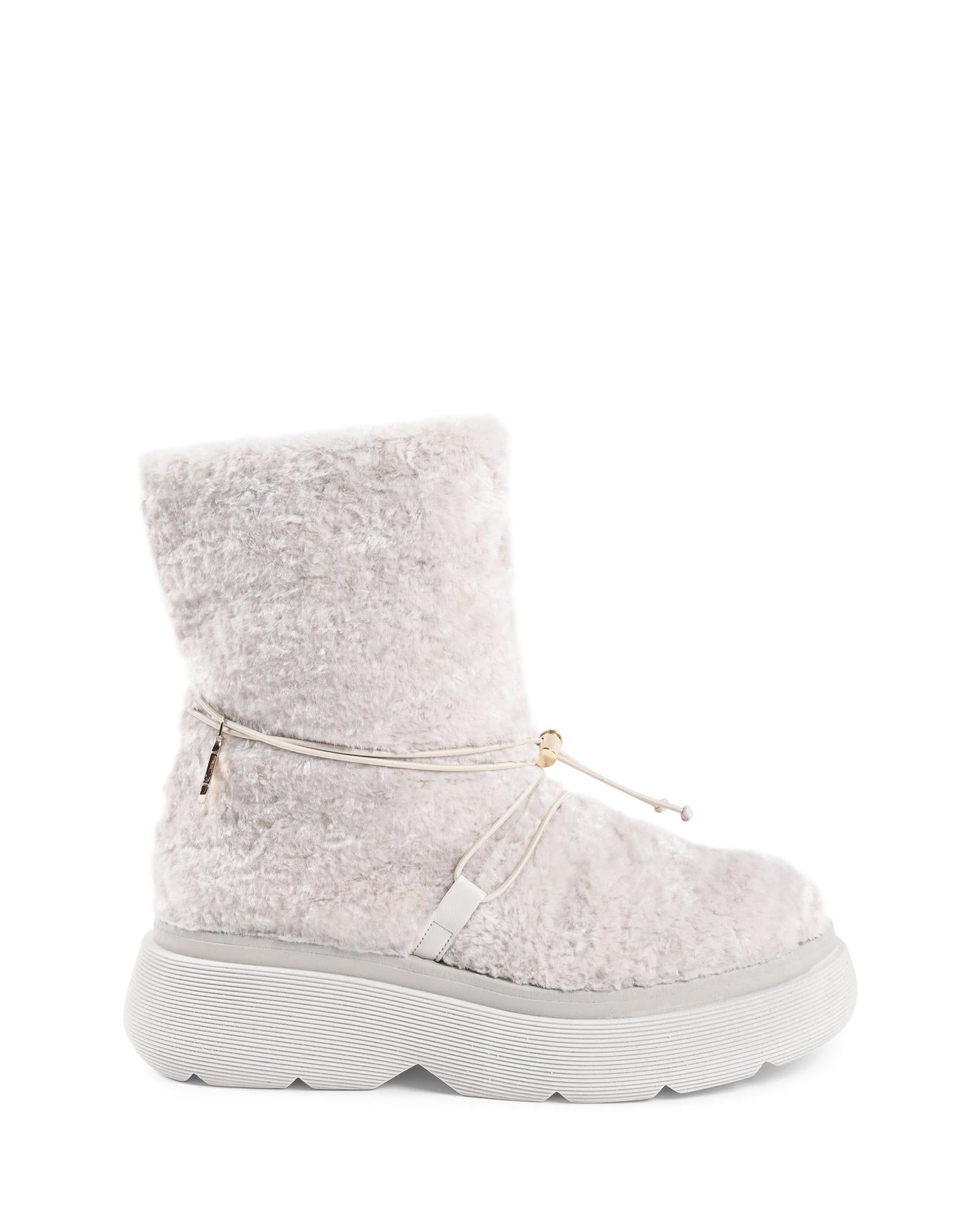 Shearling Drawstring Platform Ankle Boot - 35 EU