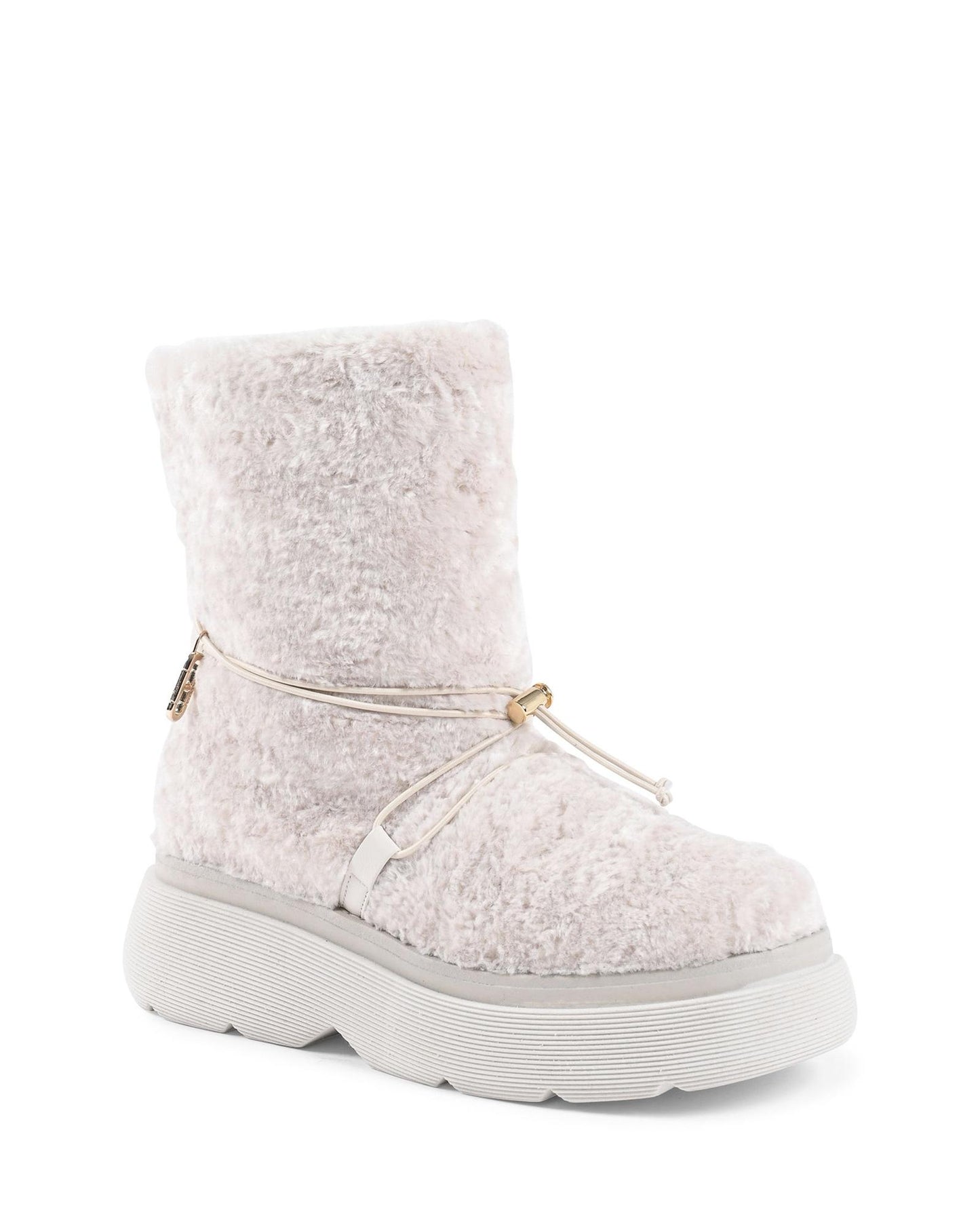 Shearling Drawstring Platform Ankle Boot - 35 EU