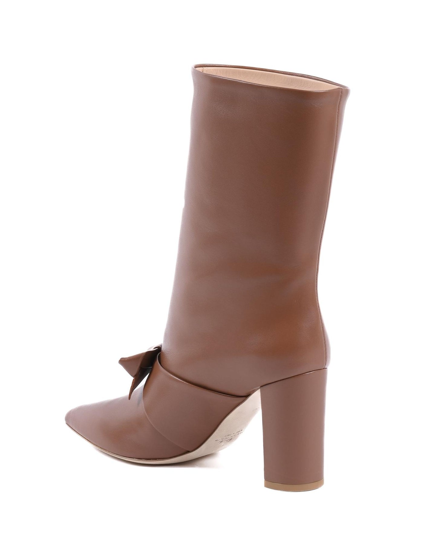 Pointed Toe Bow Boot with Gold Logo Detail - 37 EU