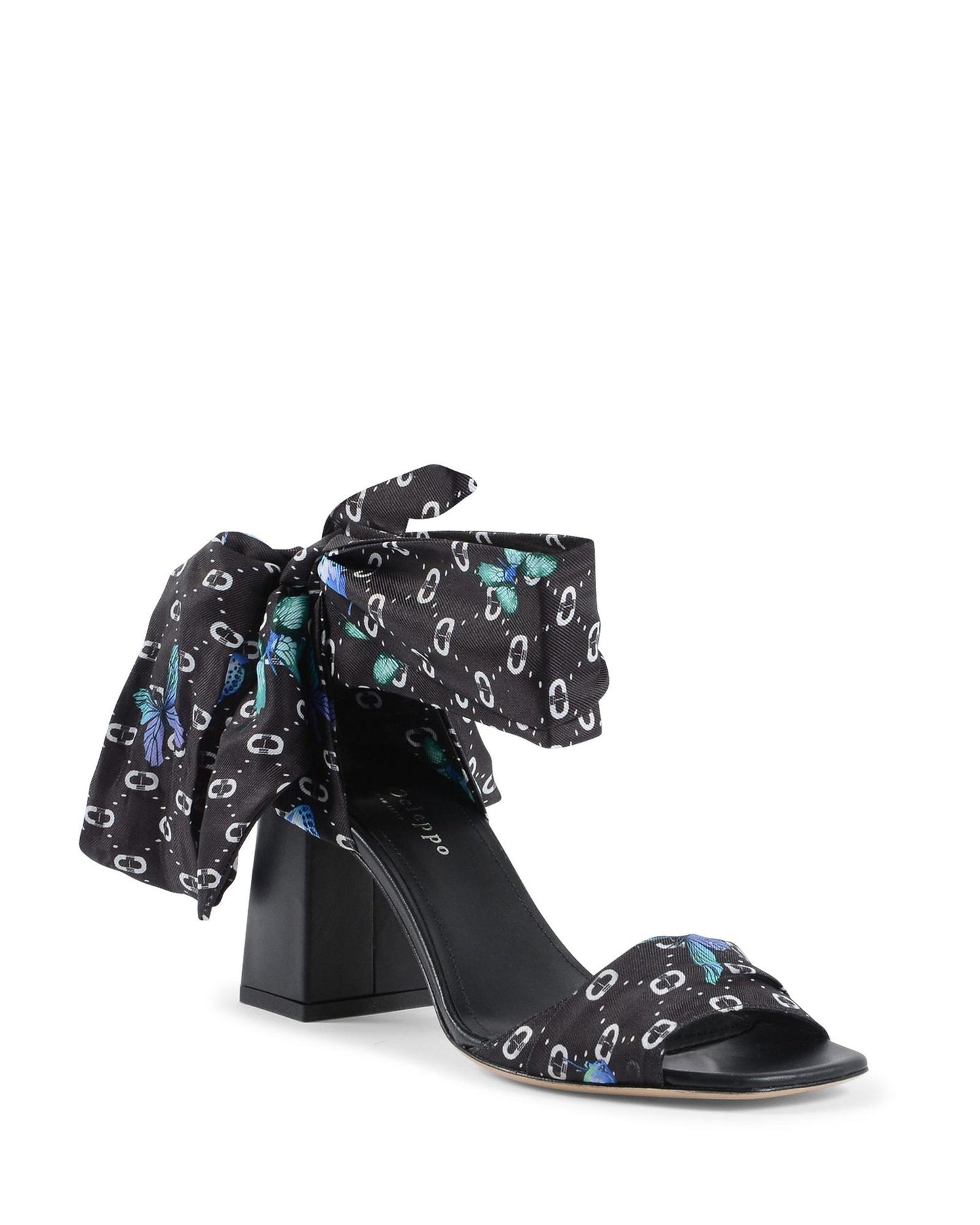 Silk Printed Heeled Sandal - 39 EU