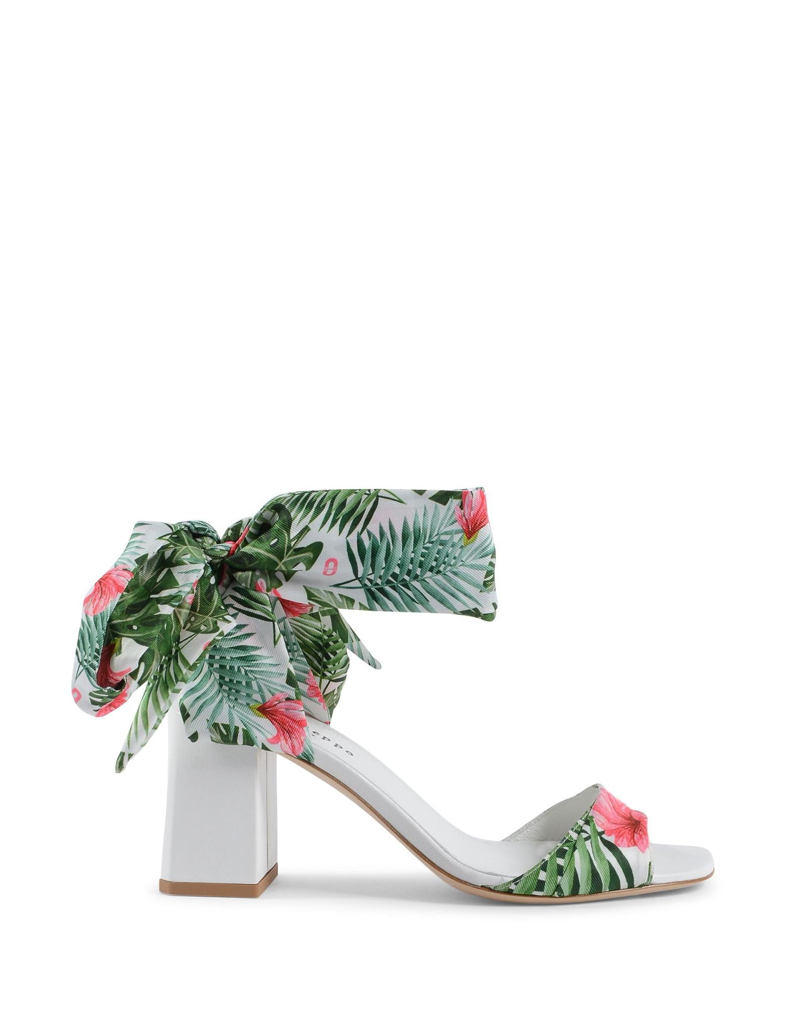 Silk Printed Heeled Sandal - 37 EU