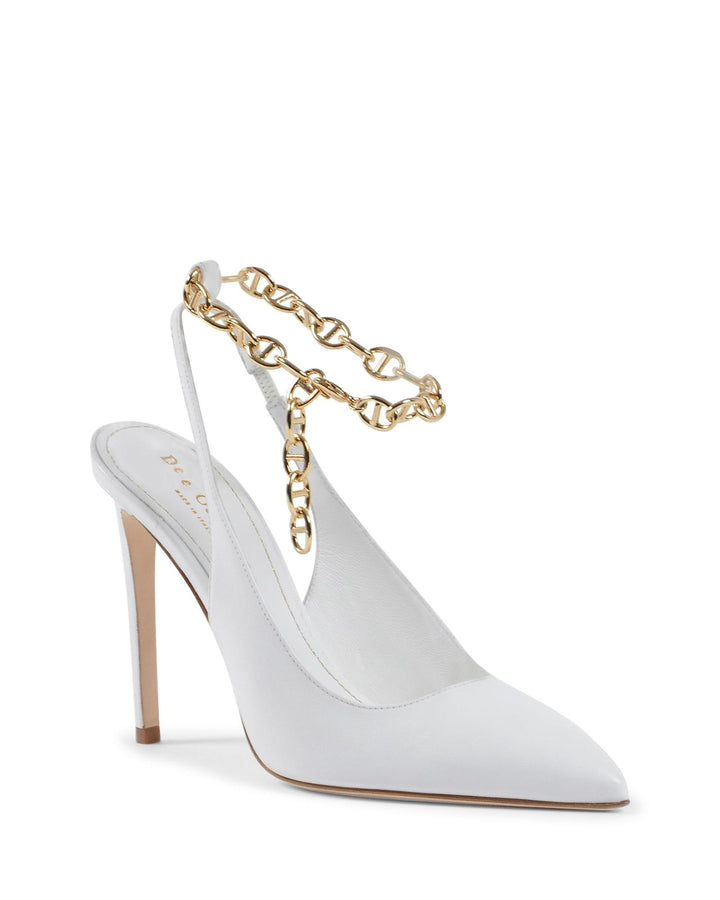 Gold Chain Embellished  Decollete Pump - 39.5 EU