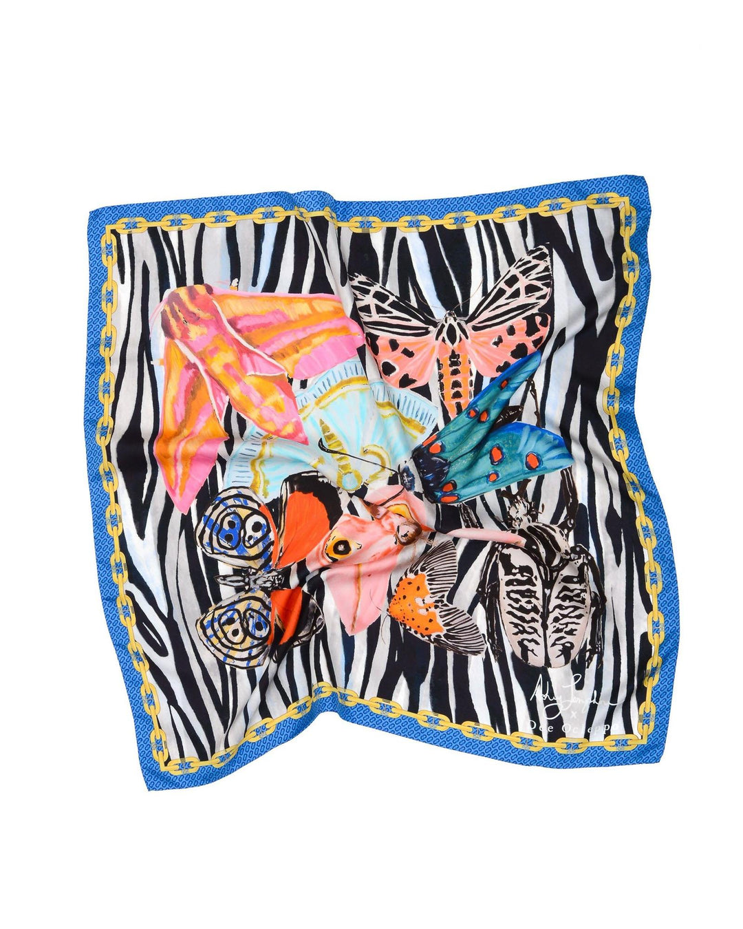 Dynamic Blue Zebra Silk Scarf - One Size