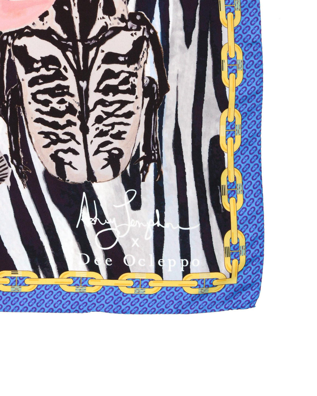 Dynamic Blue Zebra Silk Scarf - One Size