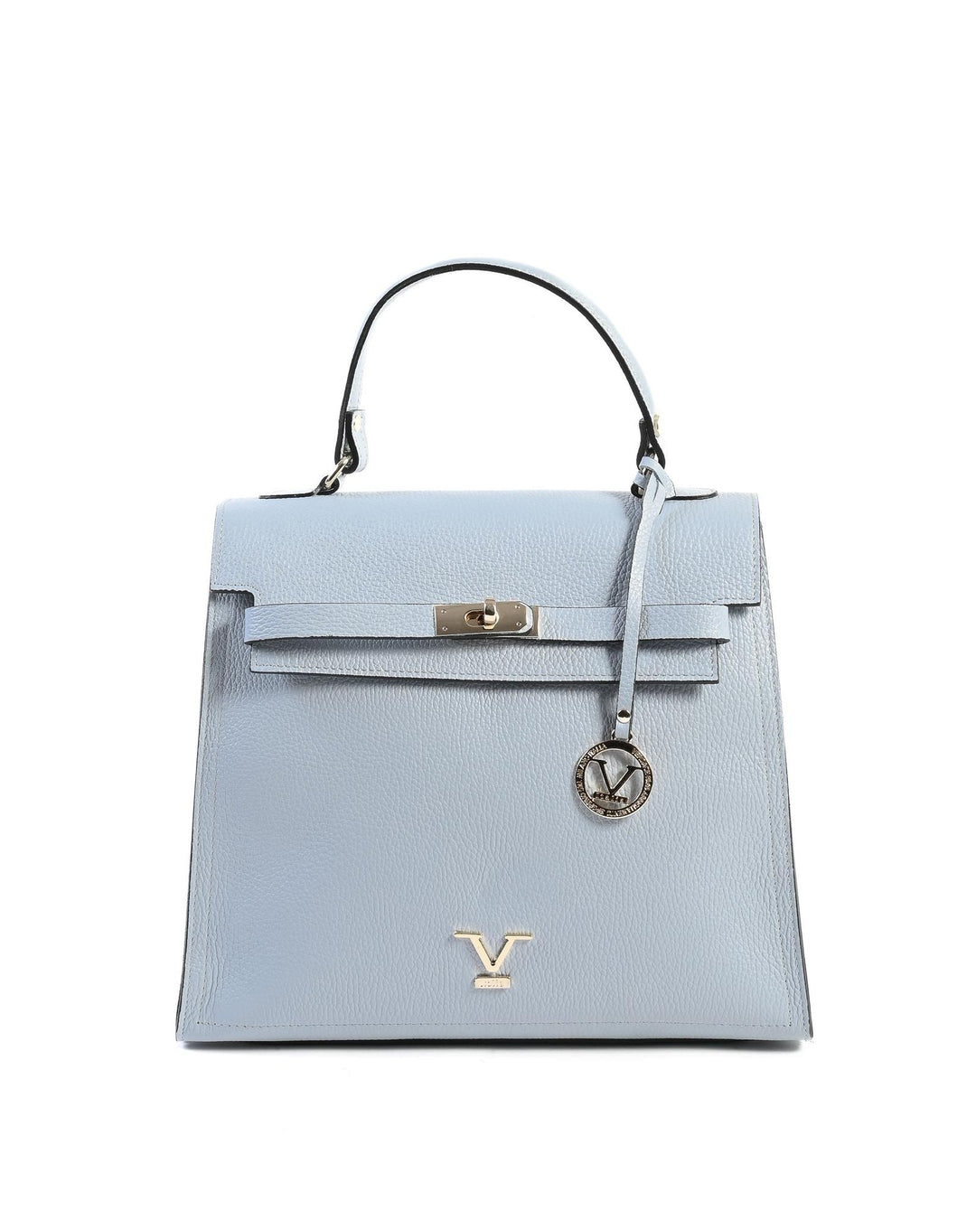 Light Blue Leather Handbag - One Size